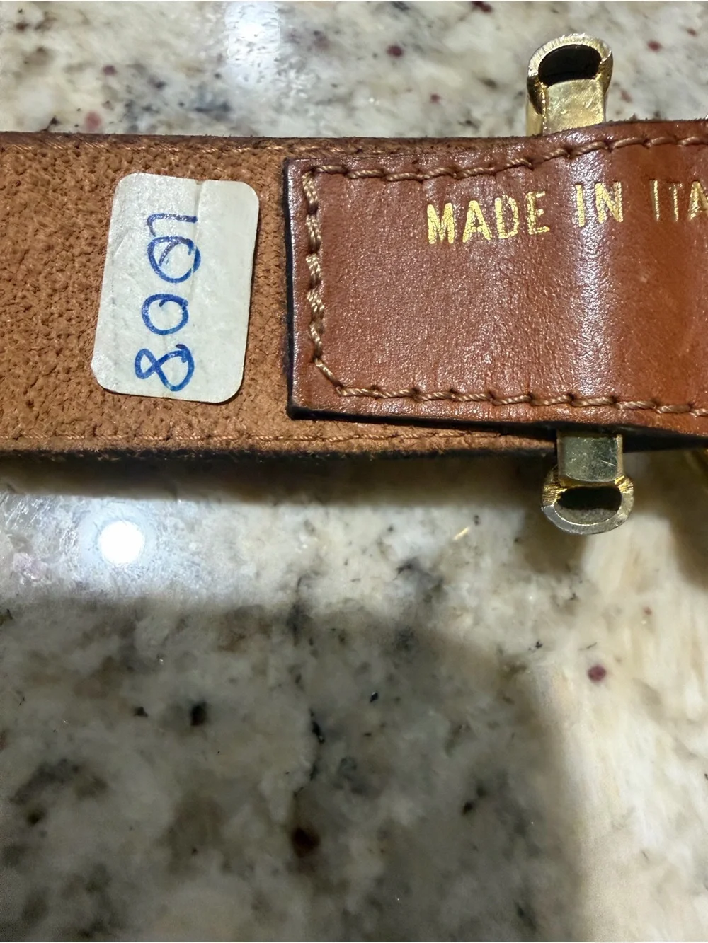 Boutique Brown Italian Leather Belt Size 44 Small Made In Italy Gold Tone Buckle